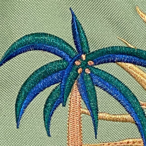Bahamas embroidered large Tote Sun, Dolphins, Palm Trees Zipped Closure - Picture 3 of 11
